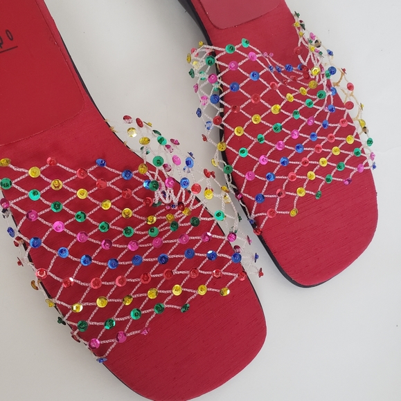 Vintage Impo Bravo Mesh Multicolor Sequin Slides Size 10M - Picture 2 of 11